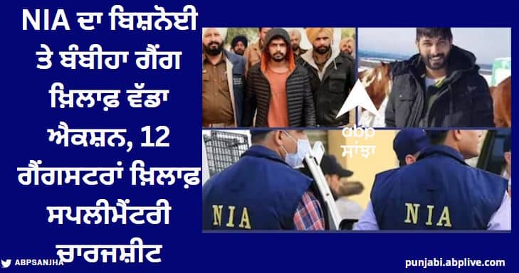 NIA big action against Bishnoi and Bambiha gang, supplementary charge sheet against 12 gangsters Gangsters in Punjab: ਐਨਆਈਏ ਦਾ ਬਿਸ਼ਨੋਈ ਤੇ ਬੰਬੀਹਾ ਗੈਂਗ ਖਿਲਾਫ ਵੱਡਾ ਐਕਸ਼ਨ, 12 ਗੈਂਗਸਟਰਾਂ ਖ਼ਿਲਾਫ਼ ਸਪਲੀਮੈਂਟਰੀ ਚਾਰਜਸ਼ੀਟ