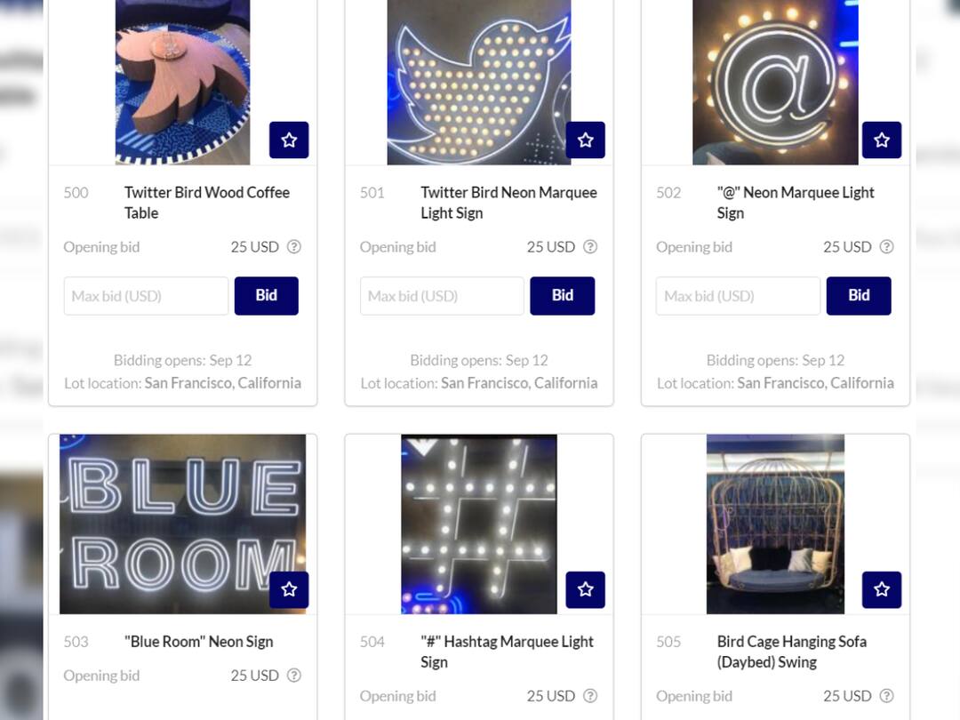 Elon Musk Twitter Auction Table Sofa Aviary Guitar Drum DJ Heritage Global Partners Coffee Tables, Aviary, Guitars, DJ Booth: Elon Musk Auctions Off Twitter Relics, Bids Start At $25