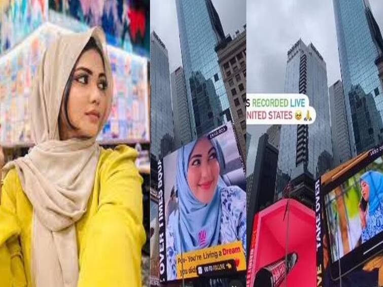 Ethir neechal fame Ziba Sherin video was telecasted in American street Ziba Sherin : 'எதிர் நீச்சல்' ஃபர்ஹானாவுக்கு இத்தனை மவுசா? அமெரிக்காவில் ஒளிபரப்பான வீடியோ... ஜீபா ஷெரின் நெகிழ்ச்சி