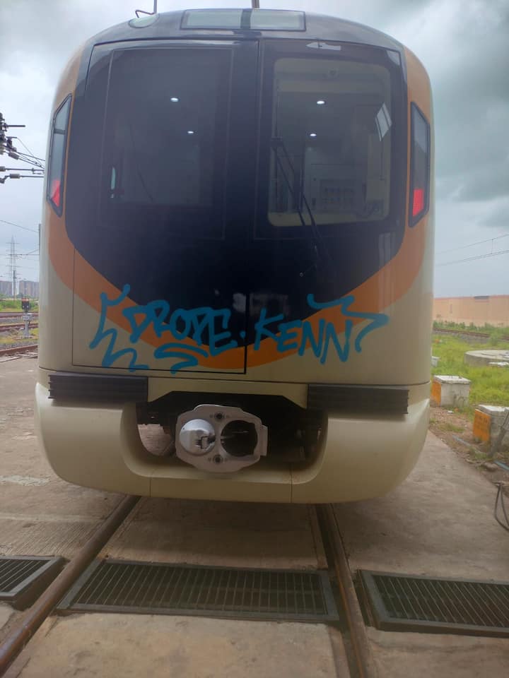 नागपुरात मेट्रोचे इंजिन आणि डबे स्प्रे पेंटने रंगवून ते विद्रूप केल्याची घटना घडली आहे.