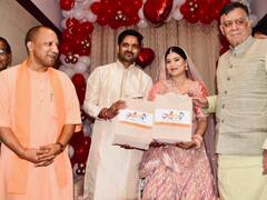 In Pics: विधानसभा कैंटीन में BJP विधायक ने दी शादी की दावत, ये तोहफा लेकर पहुंचे सीएम योगी, देखें तस्वीरें