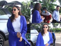 Parineeti Chopra अपने मंगेतर Raghav Chadha के साथ एयपपोर्ट पर हुईं स्पॉट, ब्लू आउटफिट पर ब्लैक चश्मा लगाए एक्ट्रेस ने दिखाया टशन