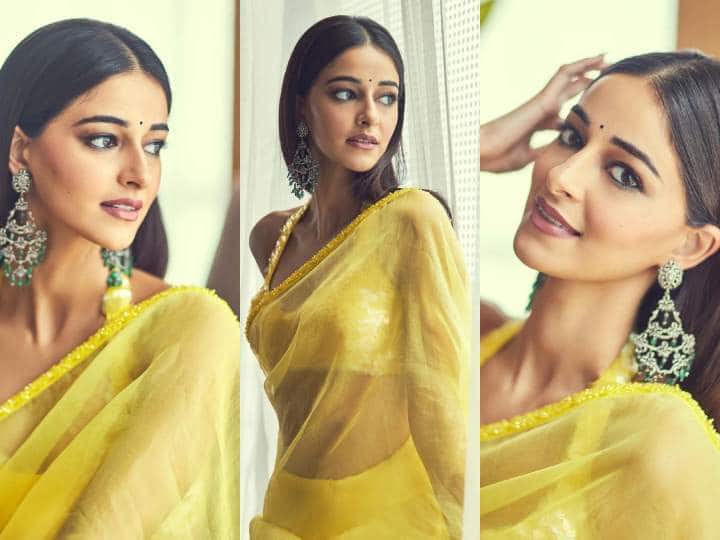 Ananya Pandey Yellow Saree Look: