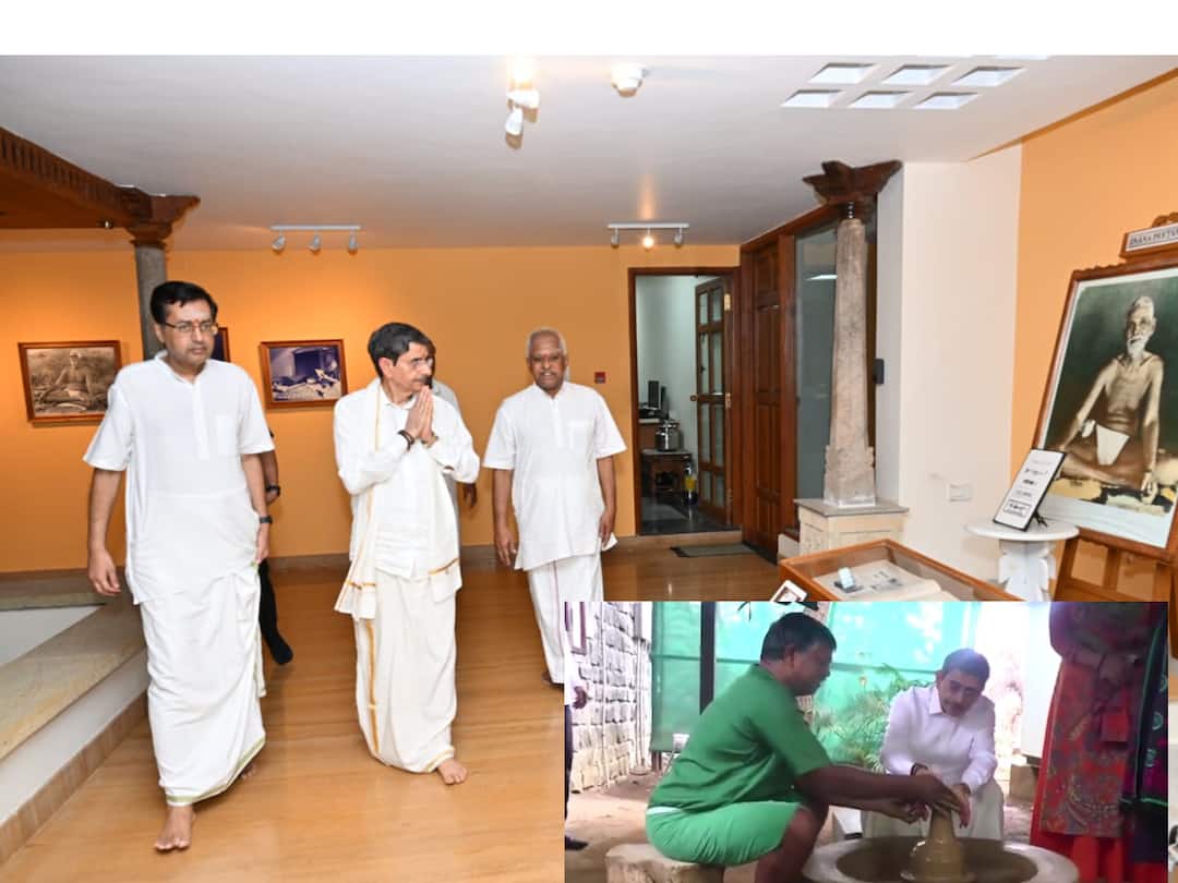 Tamil Nadu Governor RN Ravi involved himself in pottery making with a Tiruvannamalai pot TN Governor RN Ravi: மண் பானைகள் செய்த ஆளுநர் ஆர்.என்.ரவி.. திருவண்ணாமலை பயணத்தில் பேசியது என்ன?