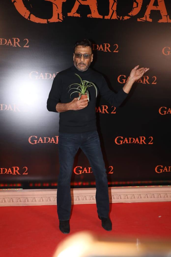 Jackie Shroff attended the screening and brought plant as a gift for the makers.