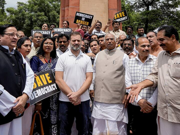 Oppn Mps Boycott Lok Sabha Proceedings Hold Protest Over Suspension Of Adhir Chowdhury 0286