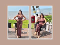 Monalisa Poses In A Brown Polka Dotted Jumpsuit, Shares Pictures On Instagram
