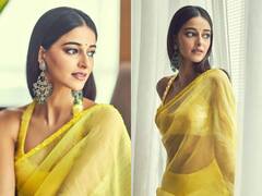 Ayushmann Khurrana की 'Dream Girl' ने येलो साड़ी में बिखेरा जलवा! स्टनिंग अदाओं से जीता फैंस का दिल, देखें तस्वीरें