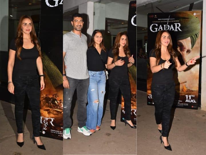 Gadar 2 Screening: एक्टर सनी देओल की फिल्म 'गदर 2' रिलीज हो गई है और फिर ताबड़तोड़ कमाई कर रही है. इस खास मौके पर ईशा देओल ने दोस्तों के लिए  Gadar 2 की स्क्रीनिंग रखी. देखें लेटेस्ट तस्वीरें...