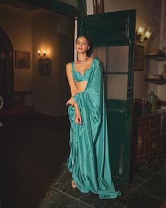 Dream Girl 2 Star Ananya Panday Looks Stunning In A Vibrant Teal Saree - SEE THIS