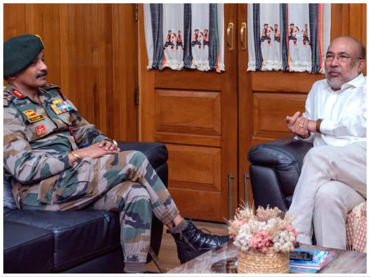 Assam Rifles Chief Meets Manipur violence CM Biren Singh Over Security Issues northease Assam Rifles Chief Meets Manipur CM Biren Singh Over Security Issues