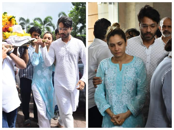 Ankita Lokhande's father Shashikant Lokhande passed away yesterday. On Sunday, celebs gather for her father's last rites.