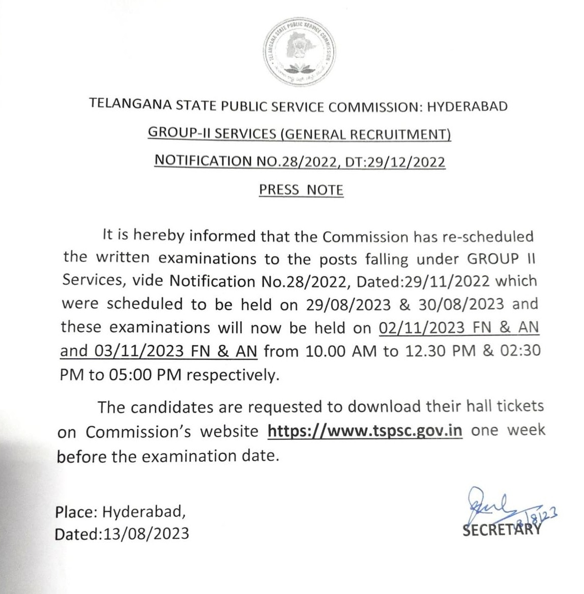 Group 2 Exam Dates: తెలంగాణలో గ్రూప్-2 ఎగ్జామ్ తేదీలు ప్రకటించిన TSPSC