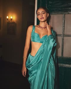 Dream Girl 2 Star Ananya Panday Looks Stunning In A Vibrant Teal Saree - SEE THIS