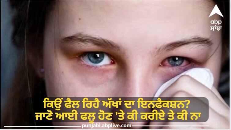 Eye Flu Why is the eye infection spreading? Know what to do and what not to do when you have eye flu Eye Flu : ਕਿਉਂ ਫੈਲ ਰਿਹੈ ਅੱਖਾਂ ਦਾ ਇਨਫੈਕਸ਼ਨ? ਜਾਣੋ ਆਈ ਫਲੂ ਹੋਣ 'ਤੇ ਕੀ ਕਰੀਏ ਤੇ ਕੀ ਨਾ