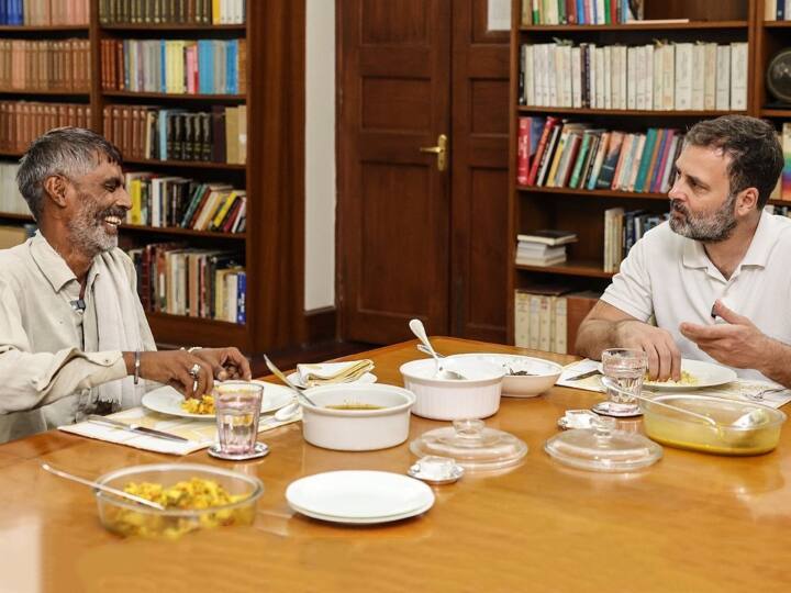 Rahul Gandhi Meets Tomato Seller Rameshwar had lunch with him राहुल गांधी ने सब्जी विक्रेता रामेश्वर को घर बुलाकर कराया लंच, लिखा दिलचस्प मैसेज