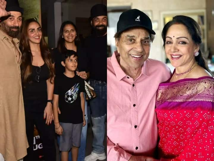 Dharmendra Reaction On Deol Family Togetherness: धर्मेंद्र की दोनों फैमिलीज हमेशा अलग थलग रही हैं. लेकिन इस बार ऐसा खास मौका आया जब धर्मेंद्र की बेटियां अपने सौतेले भाइयों सनी-बॉबी के साथ नजर आईं..