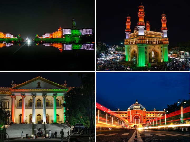 Several monuments and important buildings were lit up in the colours of the national flag across the country on the eve of 76th Independence Day.