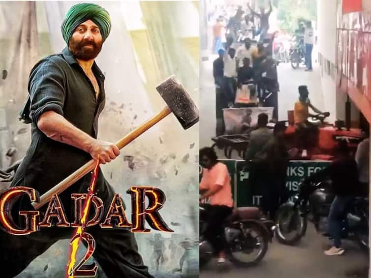 Fans Arrive On Tractors To Watch Sunny Deol s Gadar 2 In Theatres Video Goes Viral Marathi News Viral Video: क्रेझ असावी तर अशी! 'गदर 2' पाहण्यासाठी ट्रॅक्टरवर पोहोचले फॅन्स