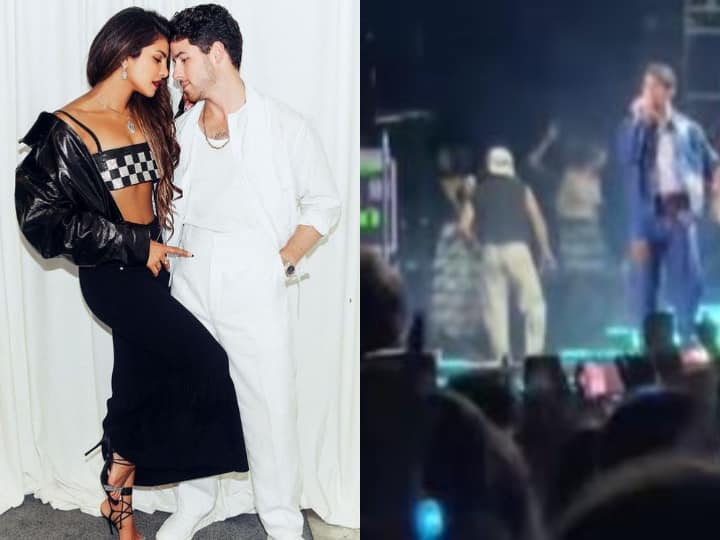 Priyanka Chopra and Nick Jonas kisses and hug each other during the concert जोनस ब्रदर्स कॉन्सर्ट में बैकस्टेज एक-दूसरे को किस करते नजर आए Priyanka Chopra और निक जोनस, वीडियो हुआ वायरल