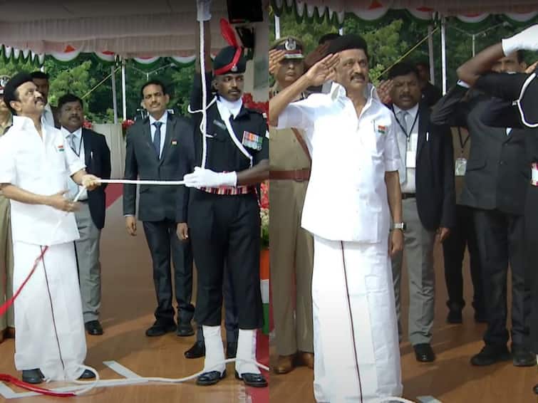 Chief Minister Stalin hoisted the national flag on the fort tower - Here is the full speech of Independence Day..! Independence Day CM Stalin: சுதந்திர போராட்ட வீரர்களின் குடும்பத்திற்கான ஓய்வூதியம் ரூ.11,000 ஆக அதிகரிப்பு -  முதலமைச்சர் ஸ்டாலினின் சுதந்திர தின உரை