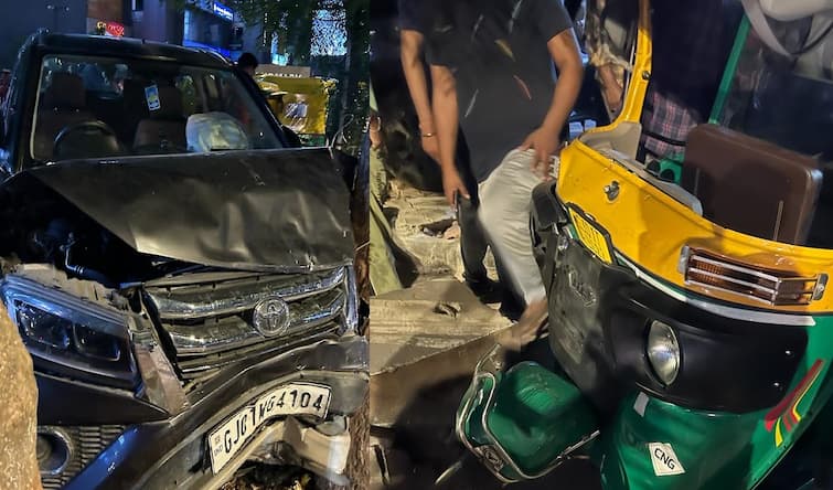 In another accident in Ahmedabad, a driver collided with two rickshaws in Prahladnagar Ahmedabad: અમદાવાદમાં વધુ એક અકસ્માત, પ્રહલાદનગરમાં કારચાલકે બે રિક્ષાને લીધી અડફેટે