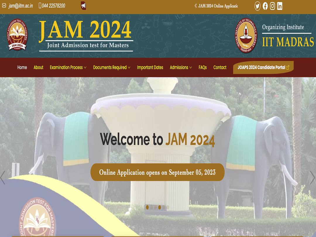 JAM 2024 Official Website Launched, IIT Madras To Start Accepting Applications From September 5 JAM 2024: Official Website Launched, Applications Begin September 5 - See Details