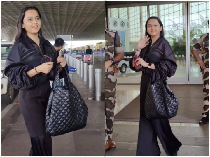 Tejasswi Prakash  spotted at the airport with expensive black yves saint laurent bag worth rupees 4 lakhs एयरपोर्ट पर बेहद एक्सपेंसिव बैग लेकर स्पॉट हुईं थीं Tejasswi Prakash, कीमत जानकर होश उड़ जाएंगे