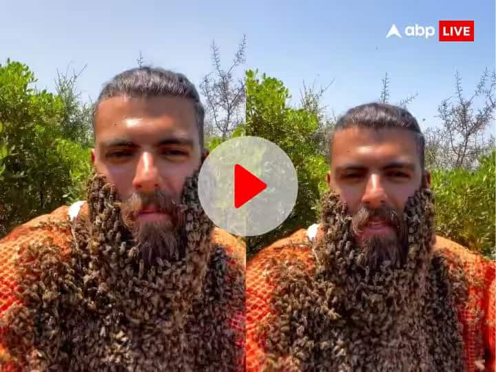 bee beehive on man face video viral on social media Viral Video: ਇਸ ਵਿਅਕਤੀ ਦੀ ਦਾੜ੍ਹੀ 'ਚ ਫਸੀਆਂ ਹਜ਼ਾਰਾਂ ਮੱਖੀਆਂ, ਵੀਡੀਓ ਦੇਖ ਕੇ ਤੁਹਾਨੂੰ ਆਪਣੀਆਂ ਅੱਖਾਂ 'ਤੇ ਯਕੀਨ ਨਹੀਂ ਹੋਵੇਗਾ