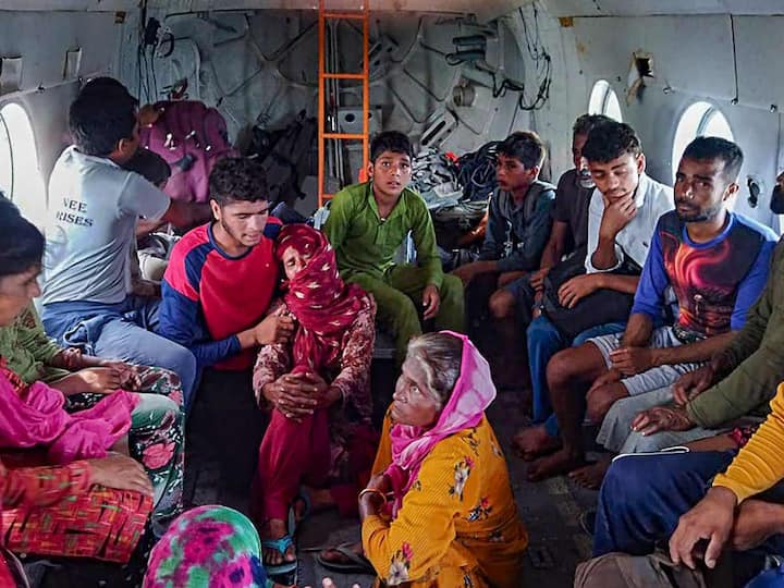 Indian Air Force personnel conducted rescue operations on August 16 to save stranded residents in flood-affected areas of Himachal Pradesh. (Source: PTI)