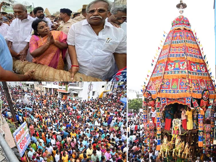 Puducherry veerampattinam sengazhuneer amman temple car festival Thousands of devotees visit Sami dharsan TNN புதுச்சேரி வீராம்பட்டினம் செங்கழுநீரம்மன் கோயில் தேரோட்டம் -  ஆளுநர், முதலமைச்சர் சாமி தரிசனம்