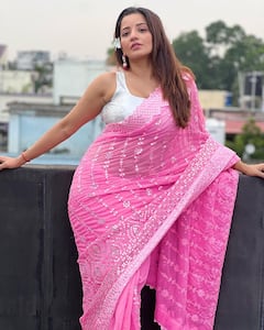 Bhojpuri Actor Monalisa Stuns In A Pink Saree; See Pics