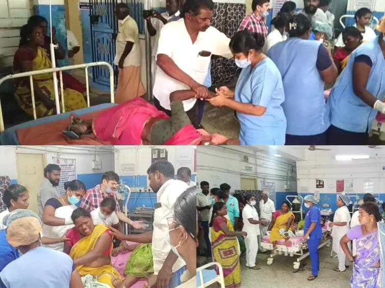 Villupuram More than 50 women admitted to hospital after being stung by poisonous bees near Tindivanam TNN விஷத் தேனீக்கள் கொட்டி  50 பெண்கள் காயம் - திண்டிவனம் அருகே பரபரப்பு