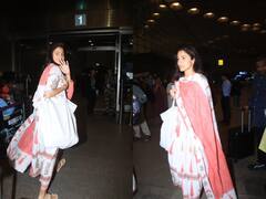 Anushka Sharma Photos: देसी अवतार में एयरपोर्ट पर स्पॉट हुईं अनुष्का शर्मा, अनारकली में एक्ट्रेस को देख फैंस बोले-'उफ्फफ ये ब्यूटी'