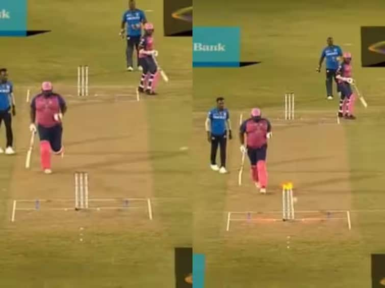 cpl 2023 rahkeem cornwalls run out video is viral funny run out video Watch Video: முதல் பந்தே ரன் அவுட்டான கார்ன்வால்.. உடல் எடையை கொண்டு கிண்டல் செய்யும் ரசிகர்கள்..!