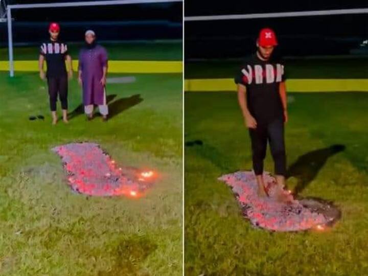 Bangladesh Cricketer Mohammad Naim Firewalking Video Going Viral On Social Media Watch: एशिया कप की तैयारी के लिए धधकते शोलों पर चला बांग्लादेशी क्रिकेटर, खूब वायरल हो रहा वीडियो