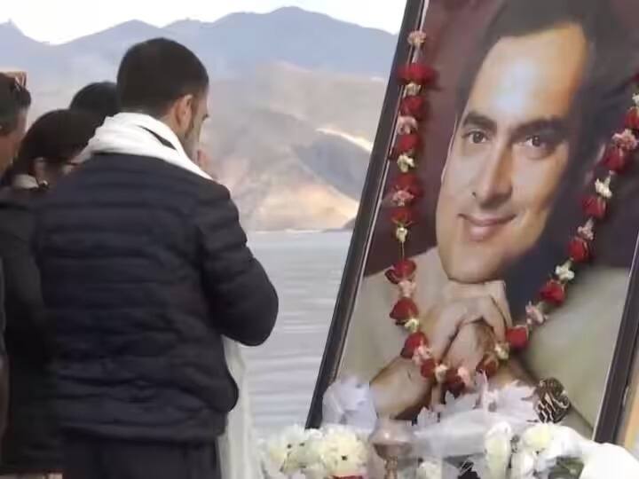 rahul gandhi pays tribute to his father and former prime minister rajiv gandhi on from pangong in ladakh Watch: 