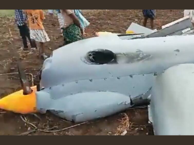 DRDO TAPAS Unmanned Aerial Vehicle Crashes In Agricultural Field In Karnataka Chitradurga Drone Crash DRDO's 'TAPAS' Unmanned Aerial Vehicle Crashes In Agricultural Field In Karnataka's Chitradurga