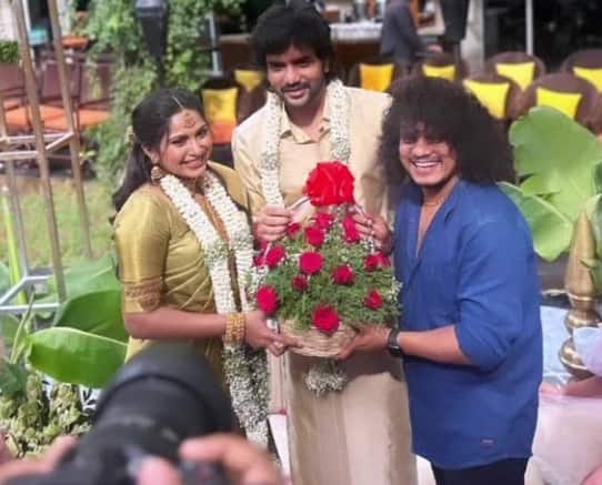 நகைச்சுவை நடிகர் புகழுடன் புதுமண தம்பதி..!