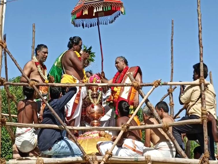 Mayiladuthurai paandur Aadhi vaithiyanathar Temple Kumbabishegam festival TNN கோலாகலமாக நடைபெற்ற பாண்டூர் ஆதி வைத்தியநாத சுவாமி கோயில் கும்பாபிஷேகம் விழா..!