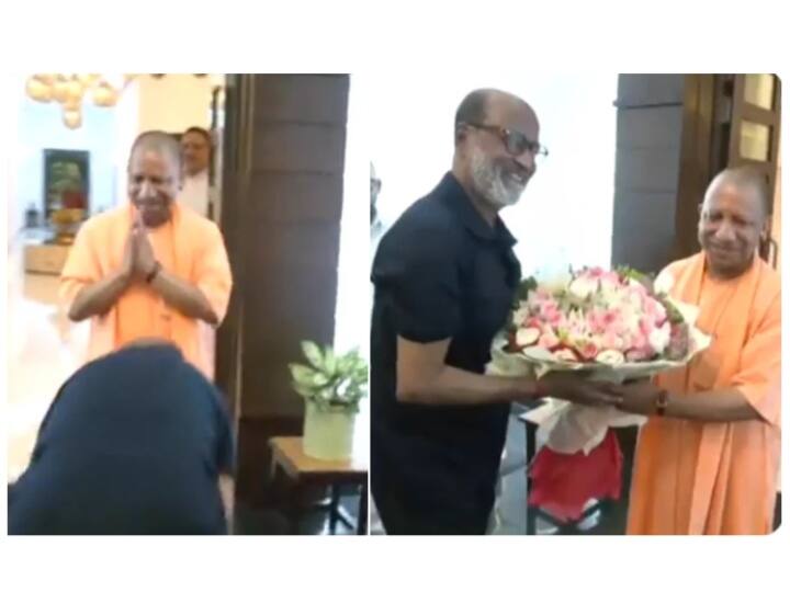 why was Rajinikanth seen touching up cm YOGI ADITYANATH what reason behind this Loksabha Election tamilnadu abpp सुपरस्टार रजनीकांत ने सीएम योगी के छुए पैर, क्या चुनाव में मिलेगा बीजेपी को 'आशीर्वाद'