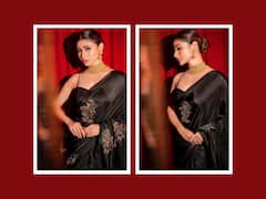 Mouni Roy Channels Her Inner Bengali In A Black Saree With Gold Jewellery