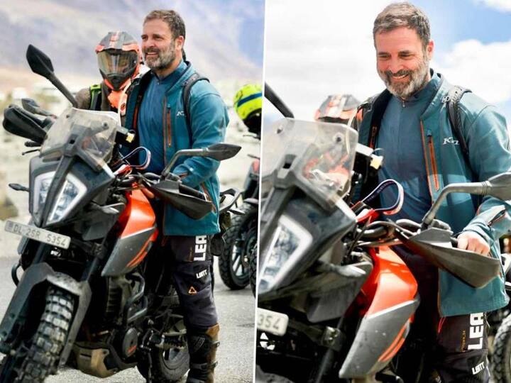 Rahul Gandhi covered over 130 km on a motorcycle and stayed overnight at Pangong Lake where a token celebration was also organised in connection with the birth anniversary of former prime minister Rajiv Gandhi on Sunday. (Source: Jainendra)