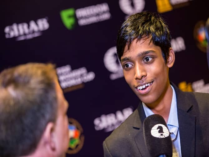 R Praggnanandhaa holds Fabiano Caruana to draw in first game of FIDE World  Cup semi-final