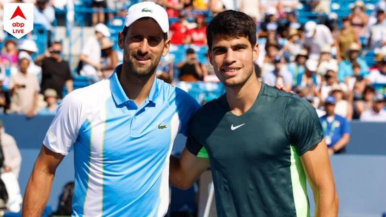 Novak Djokovic tears his shirt, Carlos Alcaraz cries after an epic grudge match in Rookwood Cup Novak Djokovic: উইম্বলডনে পরাজয়ের মধুর প্রতিশোধ! আলকারাজ়কে হারিয়ে টি-শার্ট ছিঁড়ে ফেললেন জকোভিচ