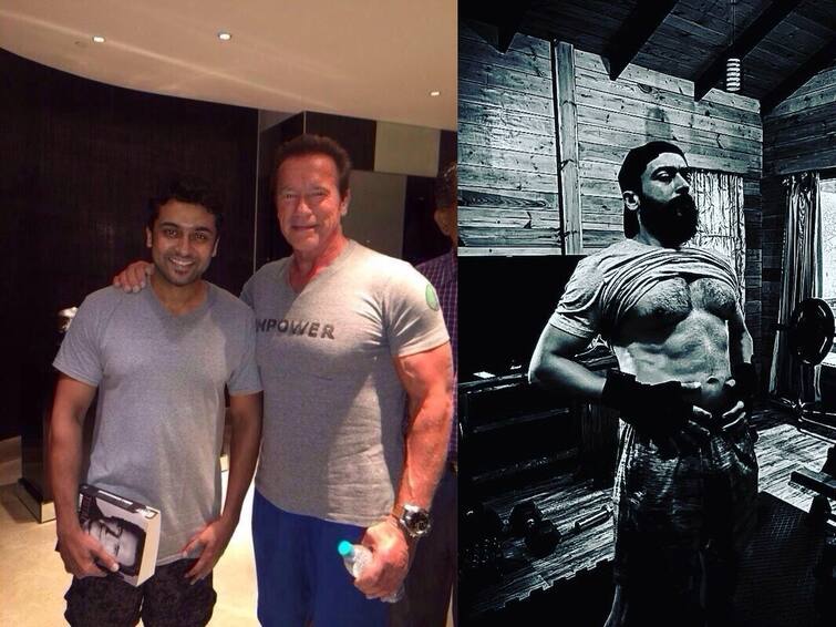 kanguva actor surya and arnold picture together goes viral on internet Arnold Surya: அர்னால்டின் ஃபேக் ஐடியில் ட்ரெண்டான  சூர்யா புகைப்படம்.. அதிர்ச்சியடைந்த ரசிகர்கள்..