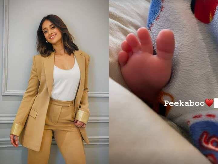 Ileana Dcruz shared adorable photo of her son Koa Phoenix Dolan feet captiond adorable on Instagram Ileana D'cruz ने दिखाई बेटे कोआ फिनिक्स की हल्की सी झलक! क्यूट फोटो शेयर कर लिखा- 'Peekaboo'