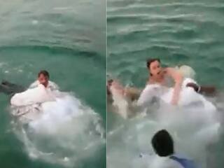 नदी में प्री-वेडिंग शूट करा रहा था कपल, हुआ बड़ा हादसा, पानी में डूबी दुल्हन, सामने आया Video