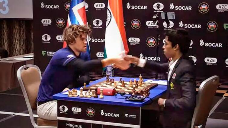 Chess World Cup 2023 Final Praggnanandhaa vs Magnus Carlsen Ends in Draw Game 1 Second Game Tomorrow Aug 23 Chess World Cup 2023: কার্লসেনের বিরুদ্ধে বিশ্বকাপ ফাইনালের গেম ১ ড্র করলেন প্রজ্ঞানন্দ