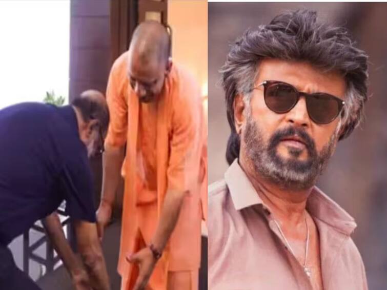 rajinikanth on touching up cm adityanaths feet says Its my habit to touch feet of yogis or sanyasis Rajinikanth: 'माझ्यापेक्षा वयाने लहान असले तरी ...'; योगी आदित्यनाथ यांना वाकून नमस्कार केल्याबाबत बोलले रजनीकांत